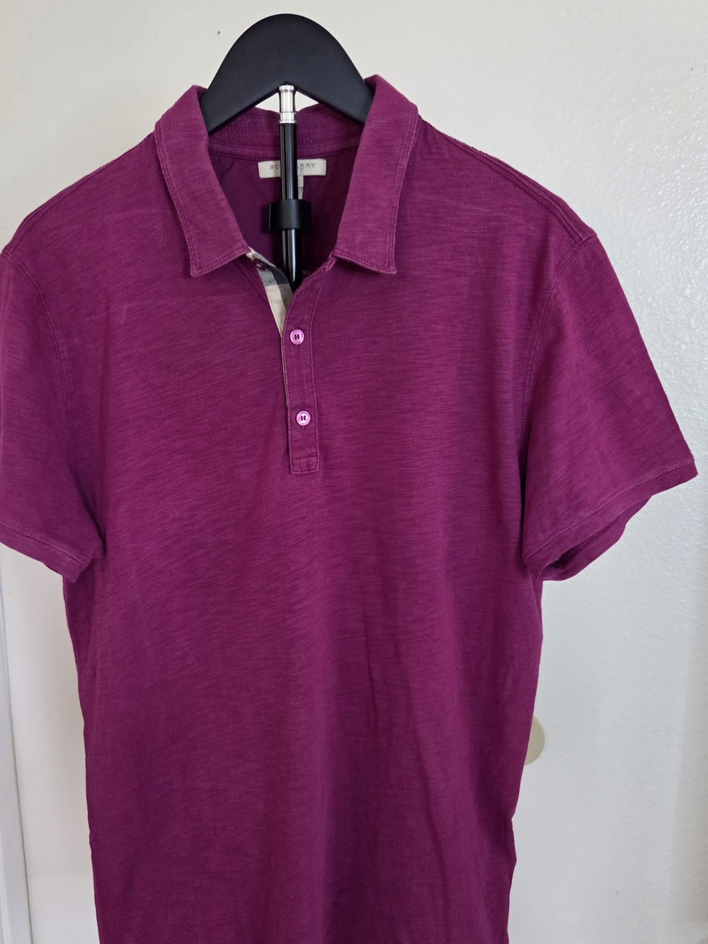 Burberry Men's Polo Shirt - Deep Magenta
